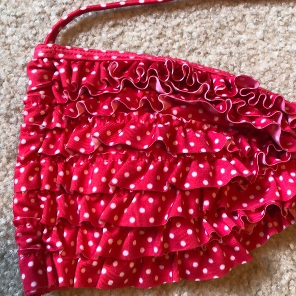 NWT Ingear coral bikini top sz S polka dot ruffles - Picture 3 of 9